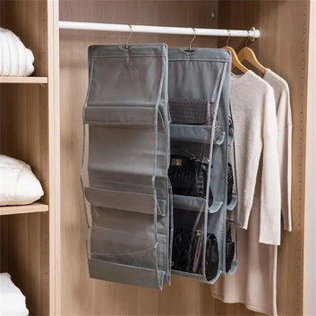 Six Pockets Hand Bags Organizer / Dust - Proof Space Saving Holder With Hanging Hook