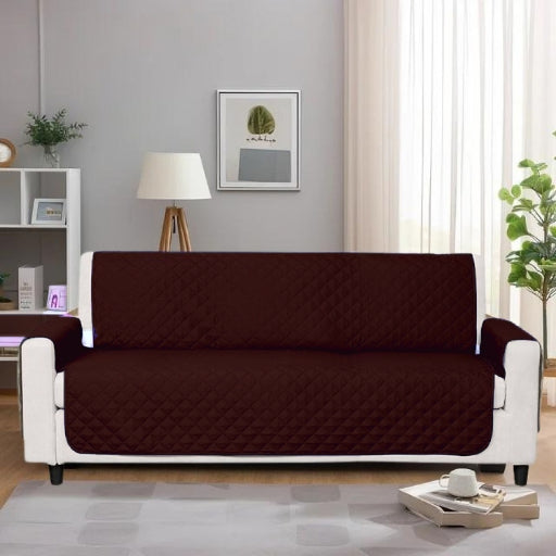 Cotton Quilted Sofa Runner - Sofa Coat (Brown)