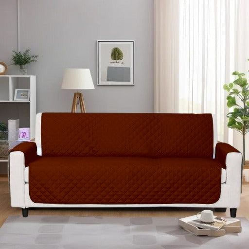 Cotton Quilted Sofa Runner - Sofa Coat (Copper Brown)