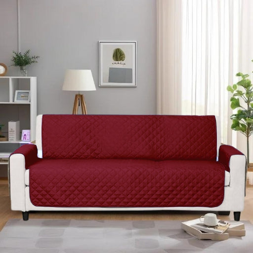 Cotton Quilted Sofa Runner - Sofa Coat (Maroon)