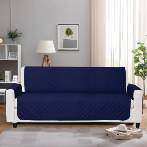 Cotton Quilted Sofa Runner - Sofa Coat (Navy Blue)