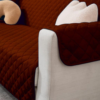 Cotton Quilted Sofa Runner - Sofa Coat (Copper Brown)