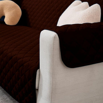 Cotton Quilted Sofa Runner - Sofa Coat (Brown)