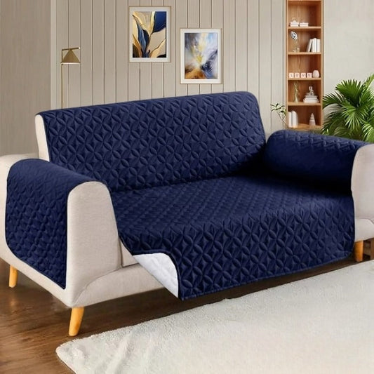 Ultrasonic Microfiber Sofa Cover - Navy Blue