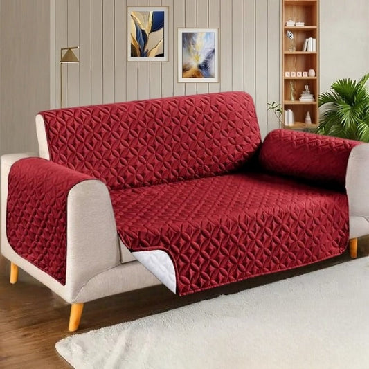 Ultrasonic Microfiber Sofa Cover - Maroon