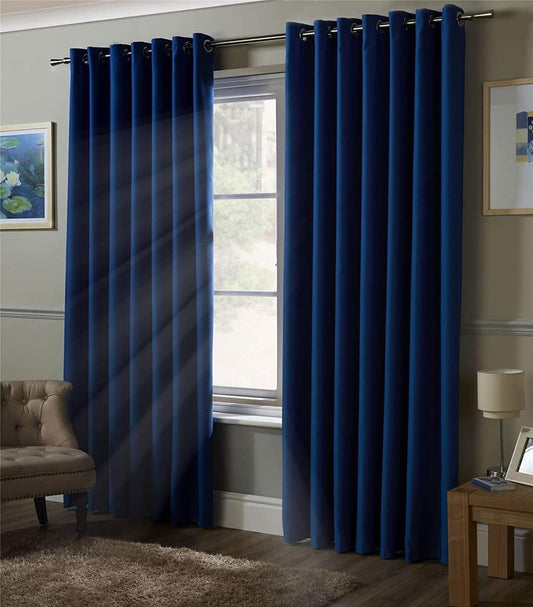 Plain Dyed Eyelet Curtains - Blue