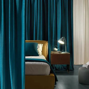 Plain Dyed Eyelet Curtains - Metallic Blue Green