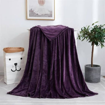 Coral Fleece Embossed Thermal soft AC throw Blanket - Purple