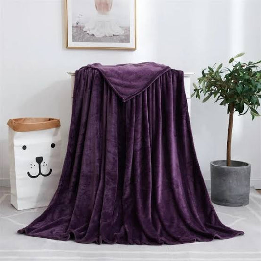 Coral Fleece Embossed Thermal soft AC throw Blanket - Purple