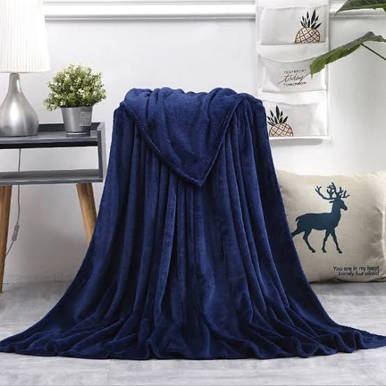 Coral Fleece Embossed Thermal soft AC throw Blanket - Blue