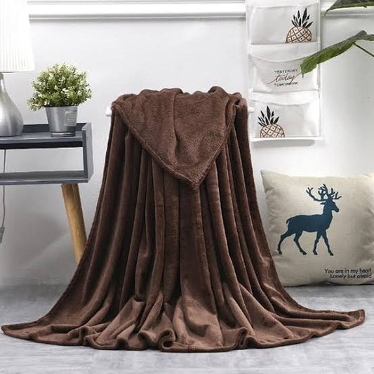 Coral Fleece Embossed Thermal soft AC throw Blanket - Brown