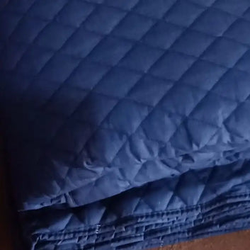 Quilted Cotton L-Shape Sofa Cover - Blue