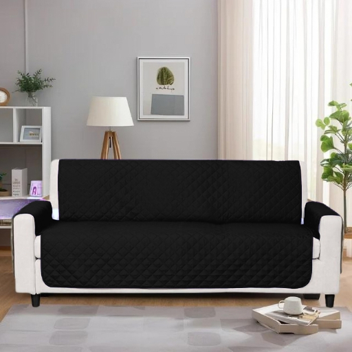 Cotton Quilted Sofa Runner - Sofa Coat (Black)